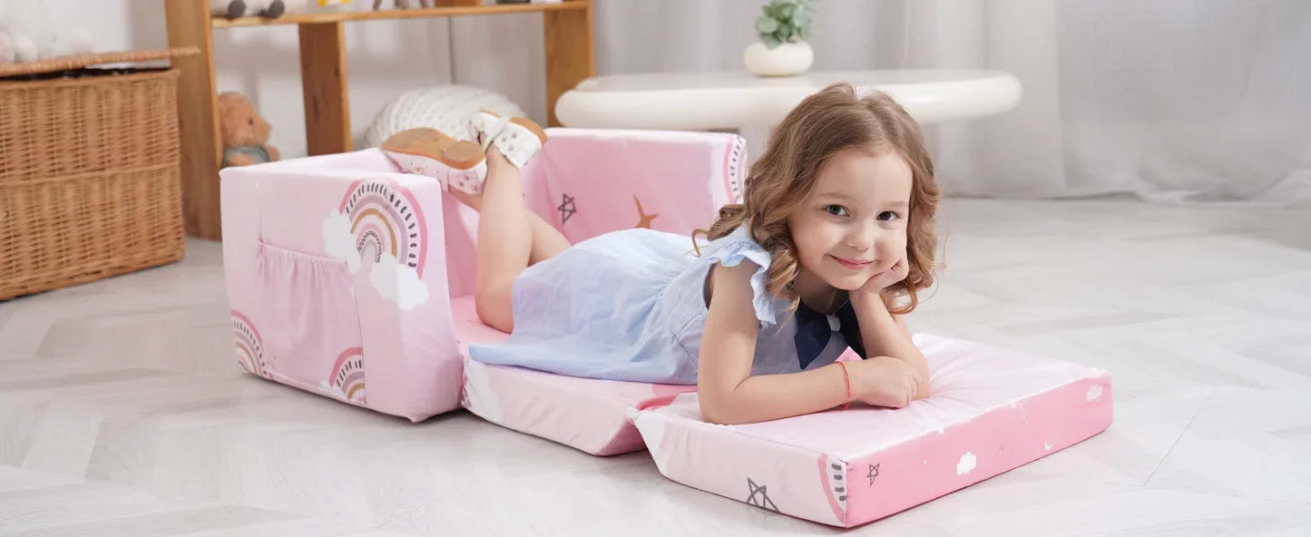 Toddler's Fold Out Sofa Bed/ Flip Out Convertible Lounge Chair