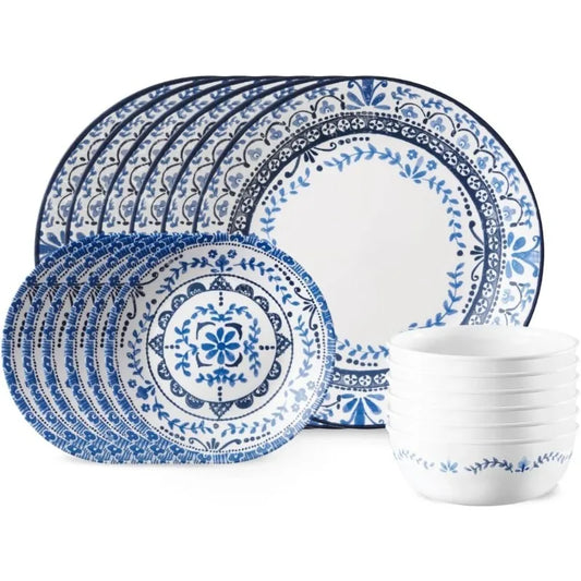 Vitrelle 18-Piece Service for 6 Dinnerware Sets, Triple Layer Glass and Chip Resistant