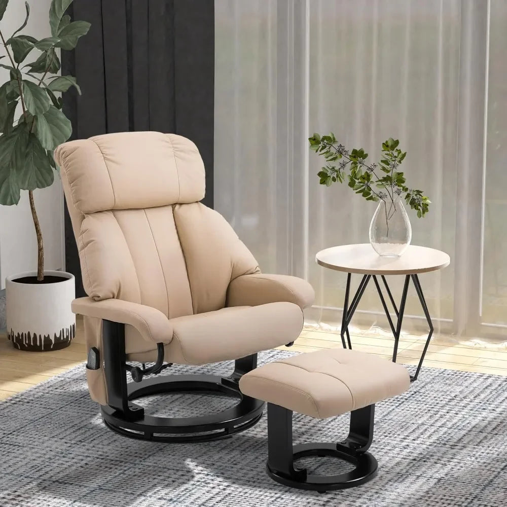 360° Swivel Massage Recliner Chair with Ottoman