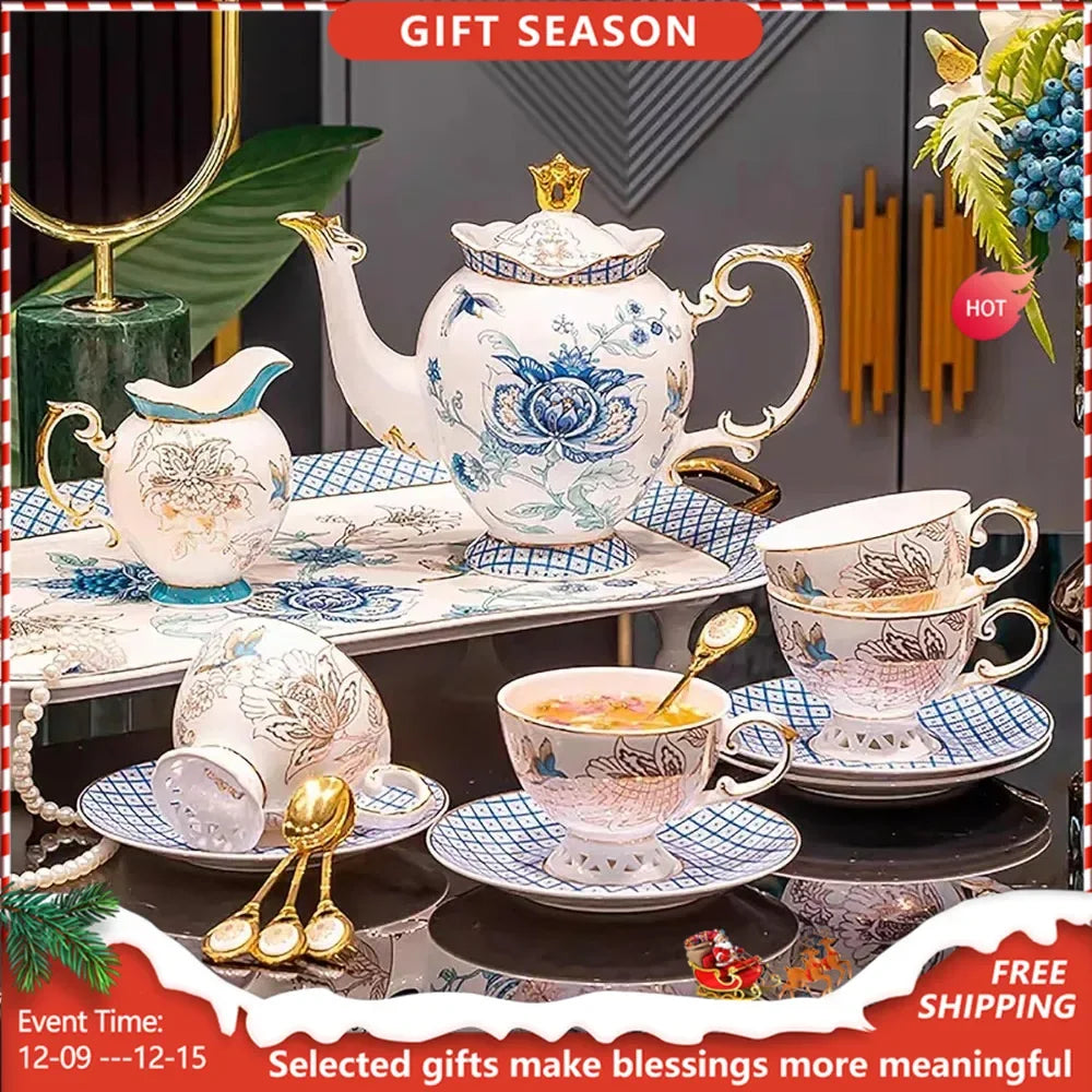 21-piece Elegant Bone China Tea Set