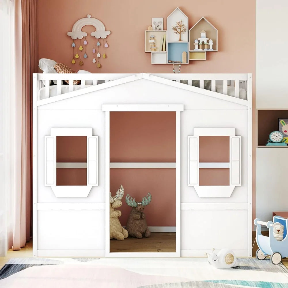 Twin Solid Wood Loft Bed Frame Playhouse