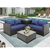 Wicker Rattan Sectional Sofa Patio Sets