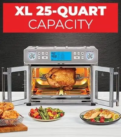 Dual Zone 360 Air Fryer Oven Combo with French Doors