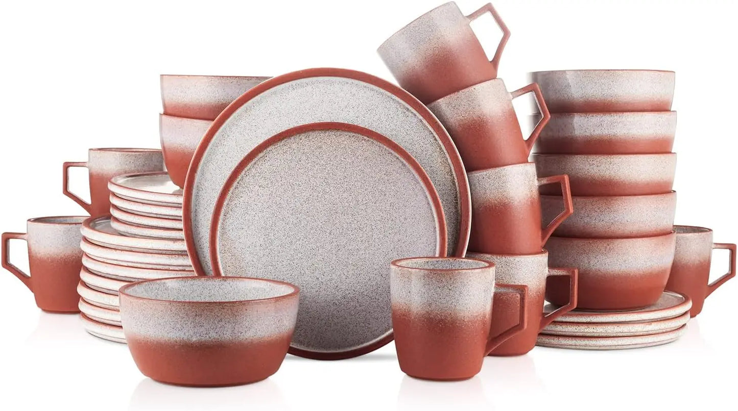 Tom Stoneware Reactive Glaze Dinnerware Set, 16/32 piece