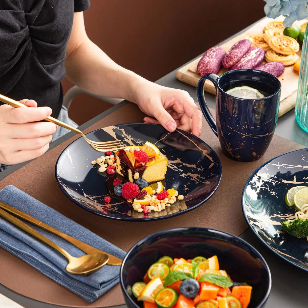 16 Piece Gold Splash Ceramic Tableware Set