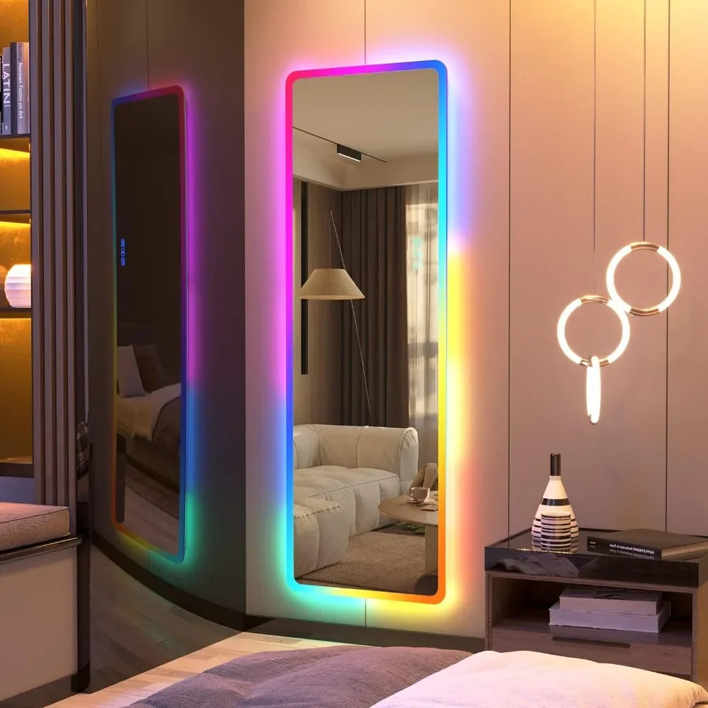 Full Length Wall Mounted Mirror with LED Lights