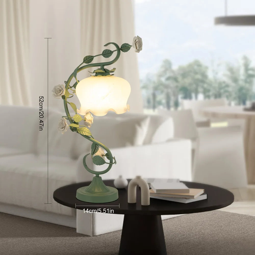 Green Bedside Flower Night Light Table Lamp