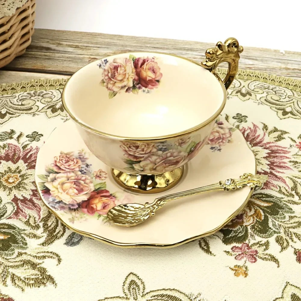 15 Piece Vintage Floral Porcelain Chinese Tea Set