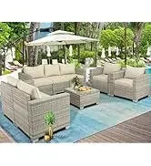 Wicker Rattan Sectional Sofa Patio Sets