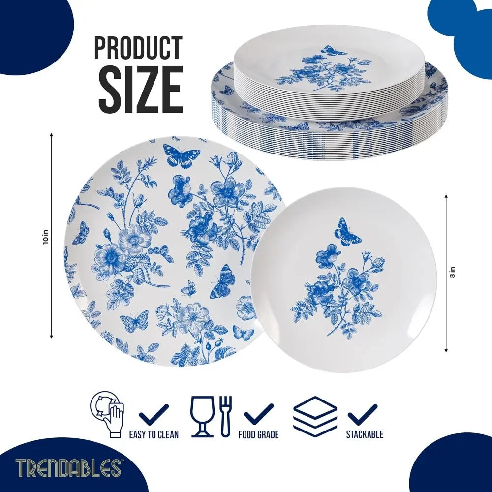 80 Piece Plastic Disposable Plates Set For 40 Guests