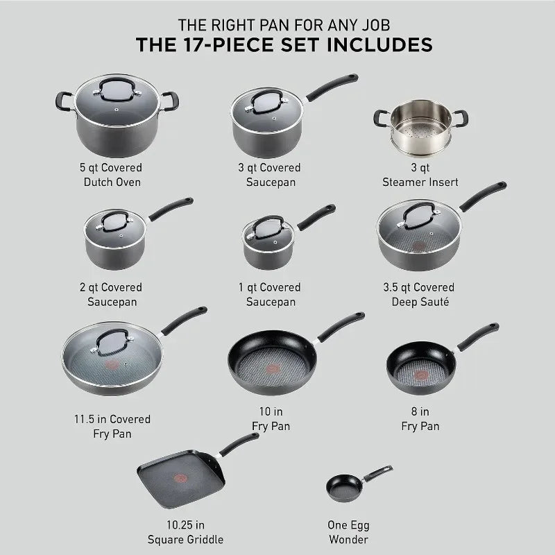 17 Piece T-fal Ultimate Hard Anodized Nonstick Cookware Set