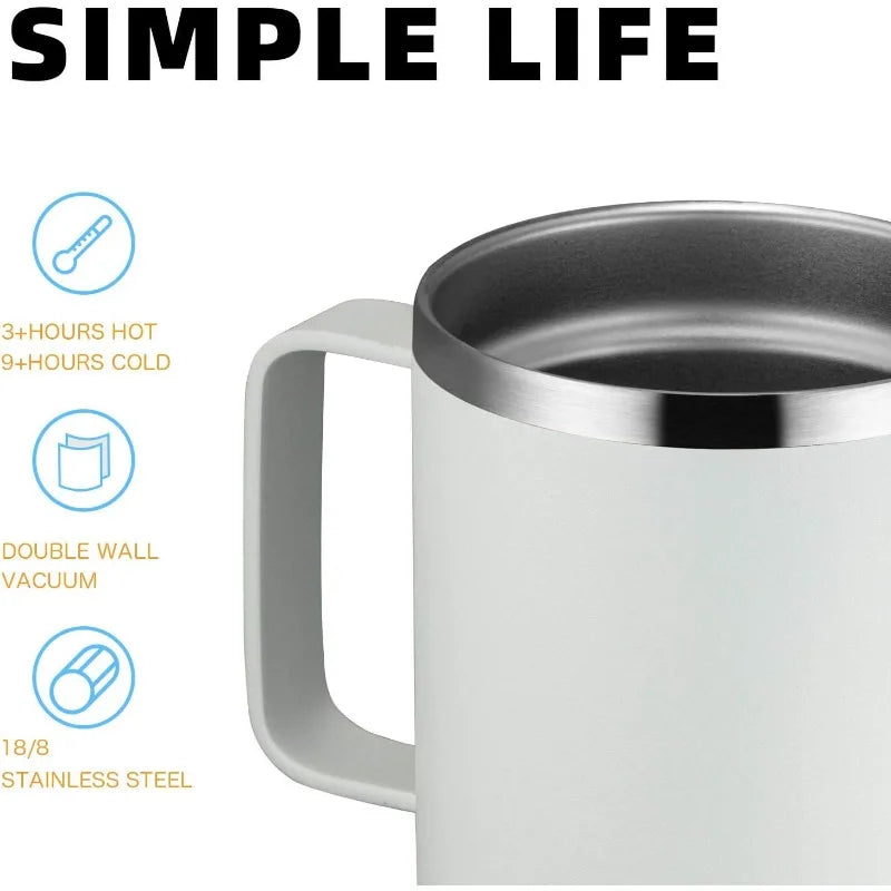 12oz Stainless Steel Insulated Coffee Mug With Handle