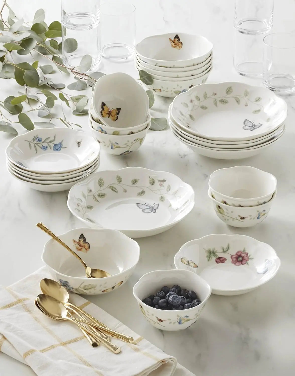 Butterfly Meadow 24-Piece Bowl Set