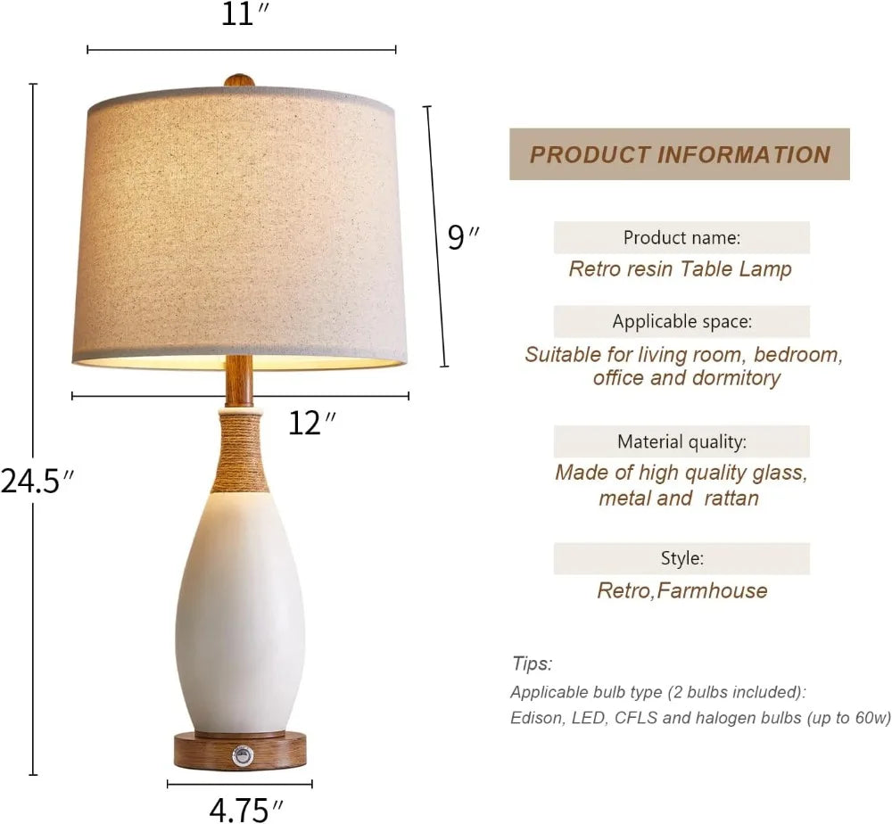 Set of 2 19” Boho Table Lamps