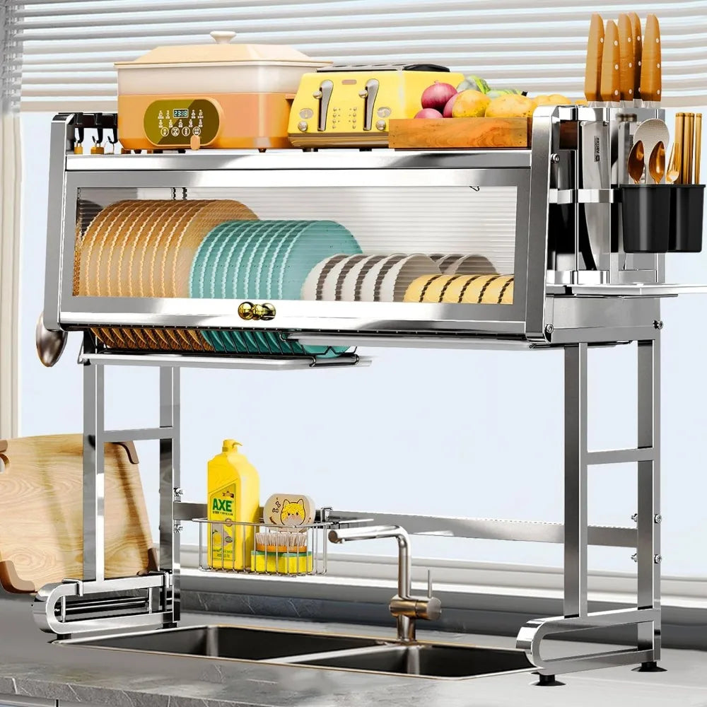 3 Tier Adjustable Over The Sink Dish Drying Rack