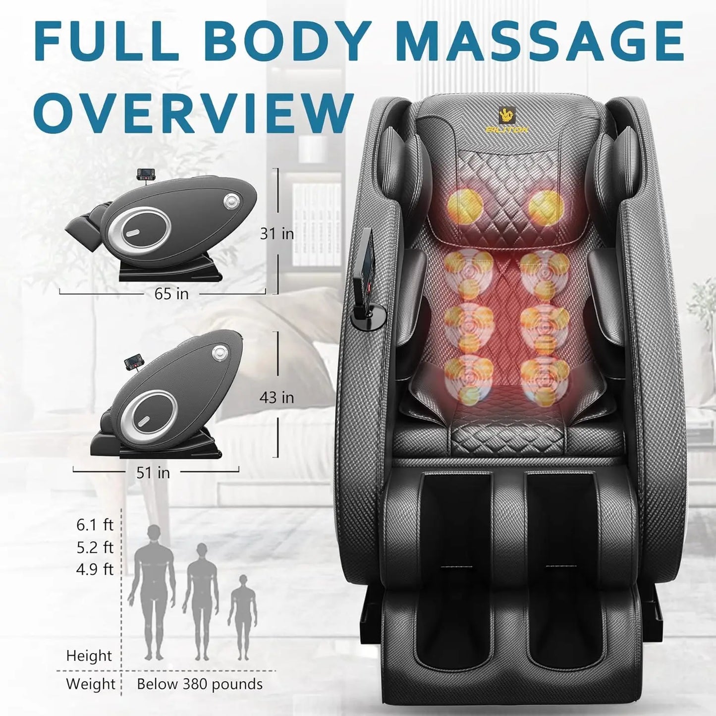 Massage Chair Recliner with Zero Gravity, Full Body Air Pressure, Easy to Use at Home