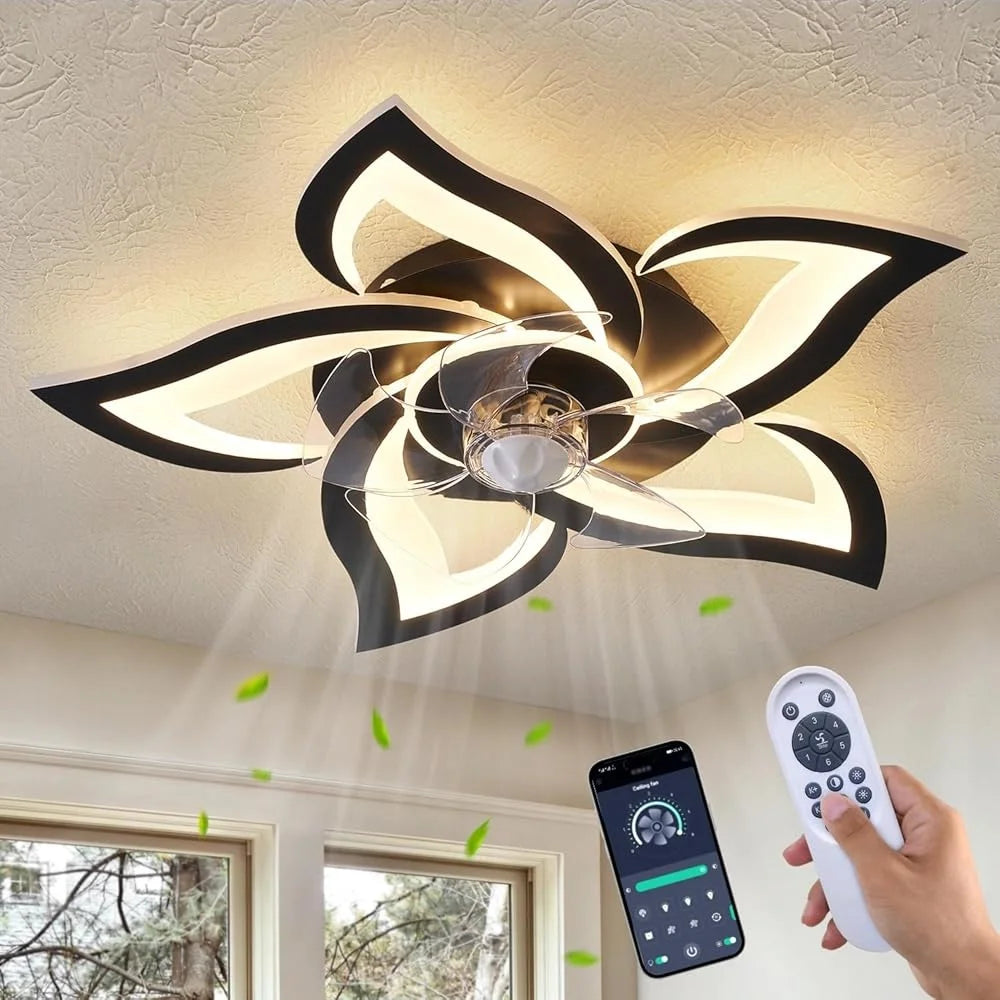 6 Speed Geometric Flush Mount Remote Control Ceiling Fan