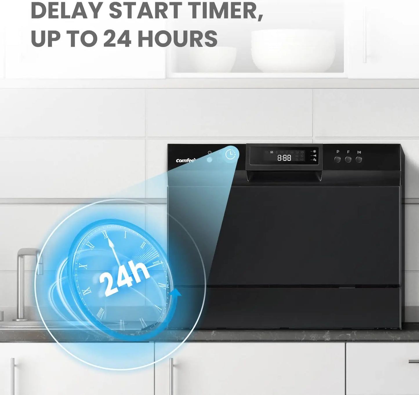 , Energy Star Portable Dishwasher,6 Place Settings & 8 Washing Programs