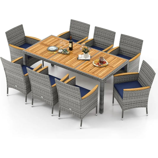 9 Piece PE Wicker Patio Dining Set