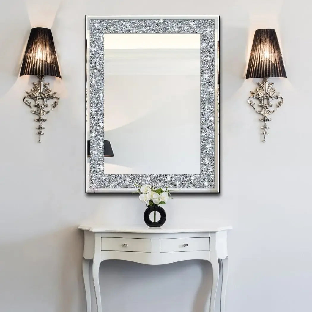 20x28 inch Frameless Crystal Crush Diamond Rectangle Wall Mirror