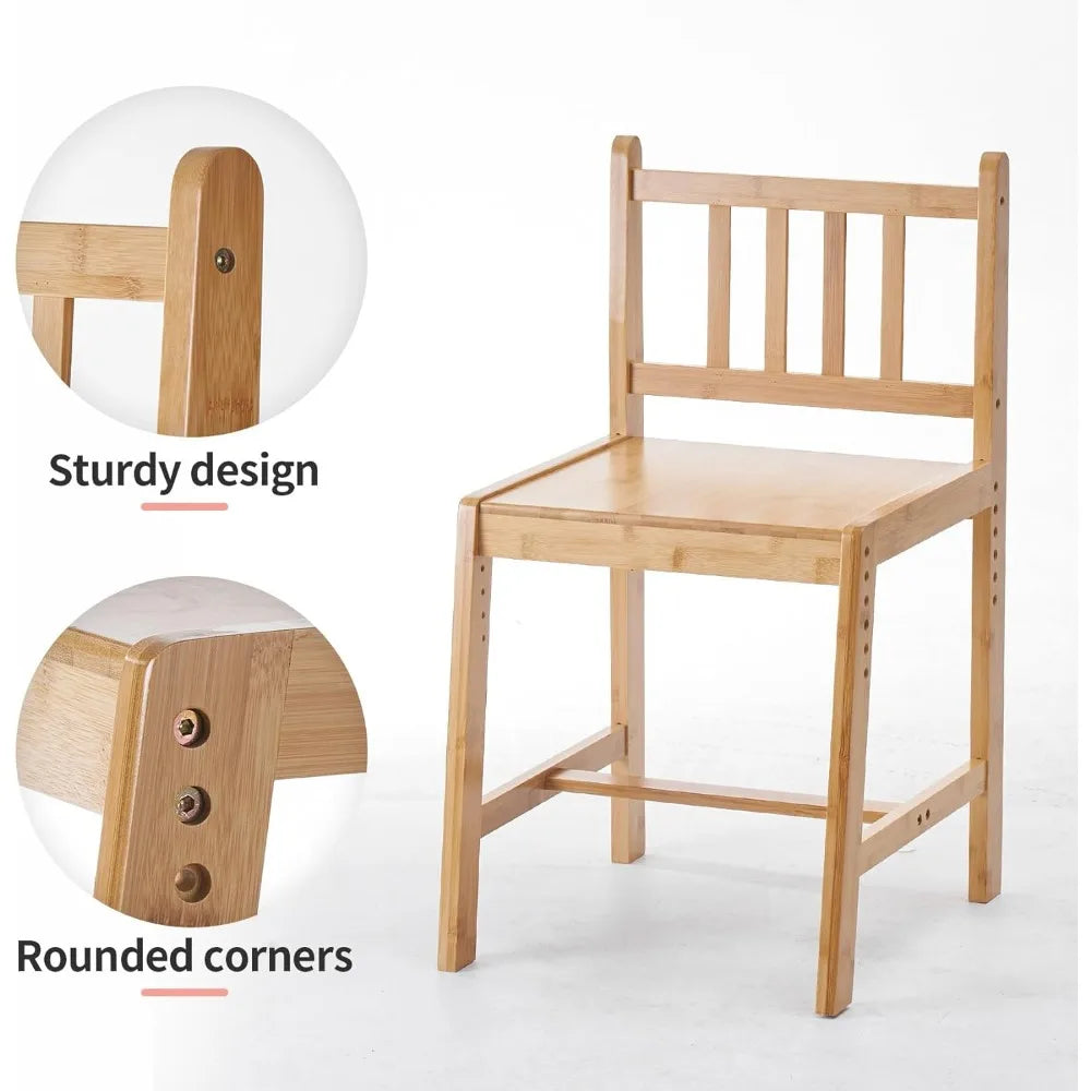 Kids Height Adjustable Bamboo Table and Chair Set