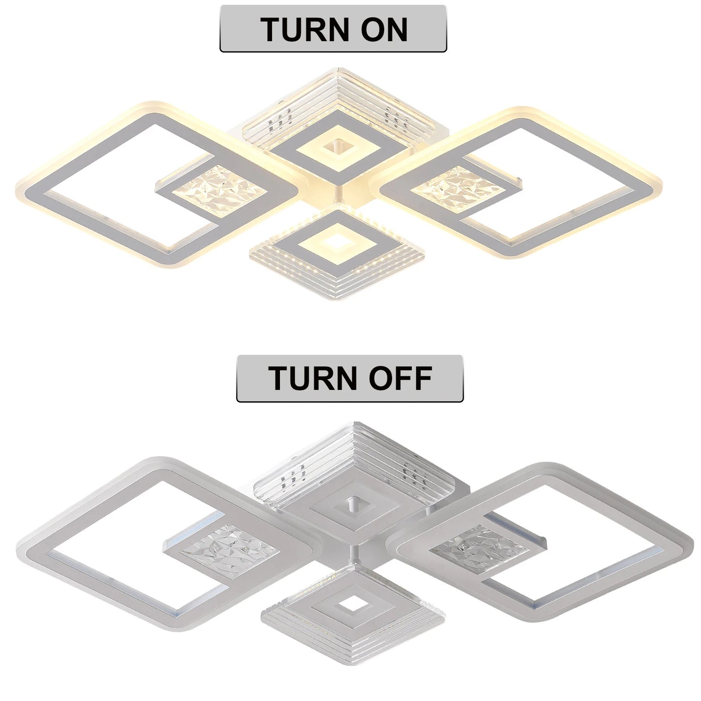 46W Modern Embedded Dimmable LED Acrylic Flush Mount Ceiling Light W/Remote Control