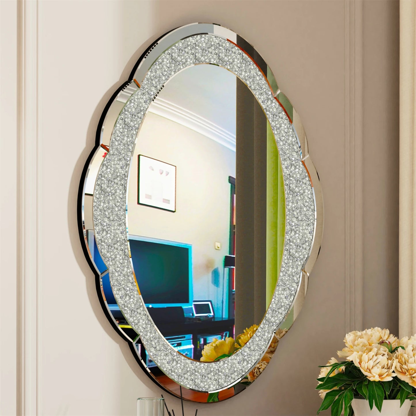 Arched Crystal Crushed Diamond Vanity Accent Mirror
