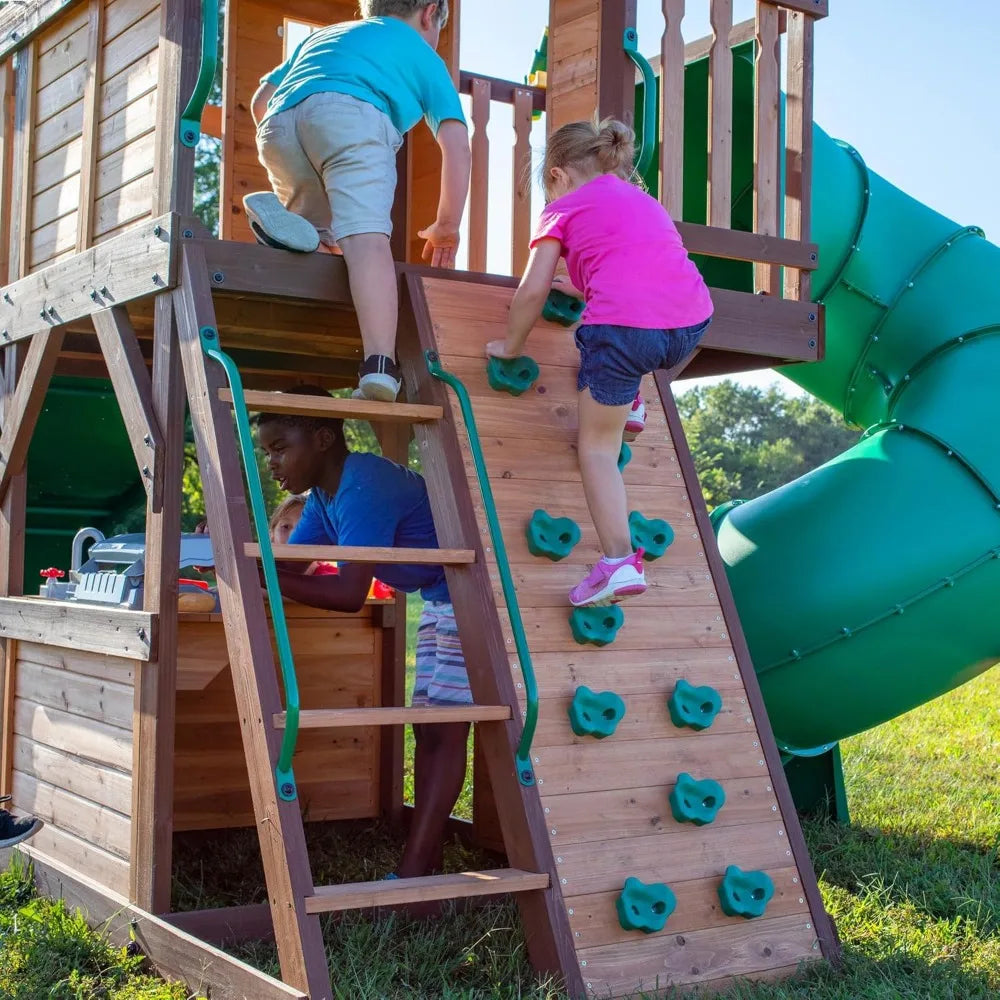 Cedar Wood Swing Set Playhouse