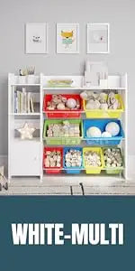 Kids Playroom Organization Shelving Unit with Removable Storage Bins