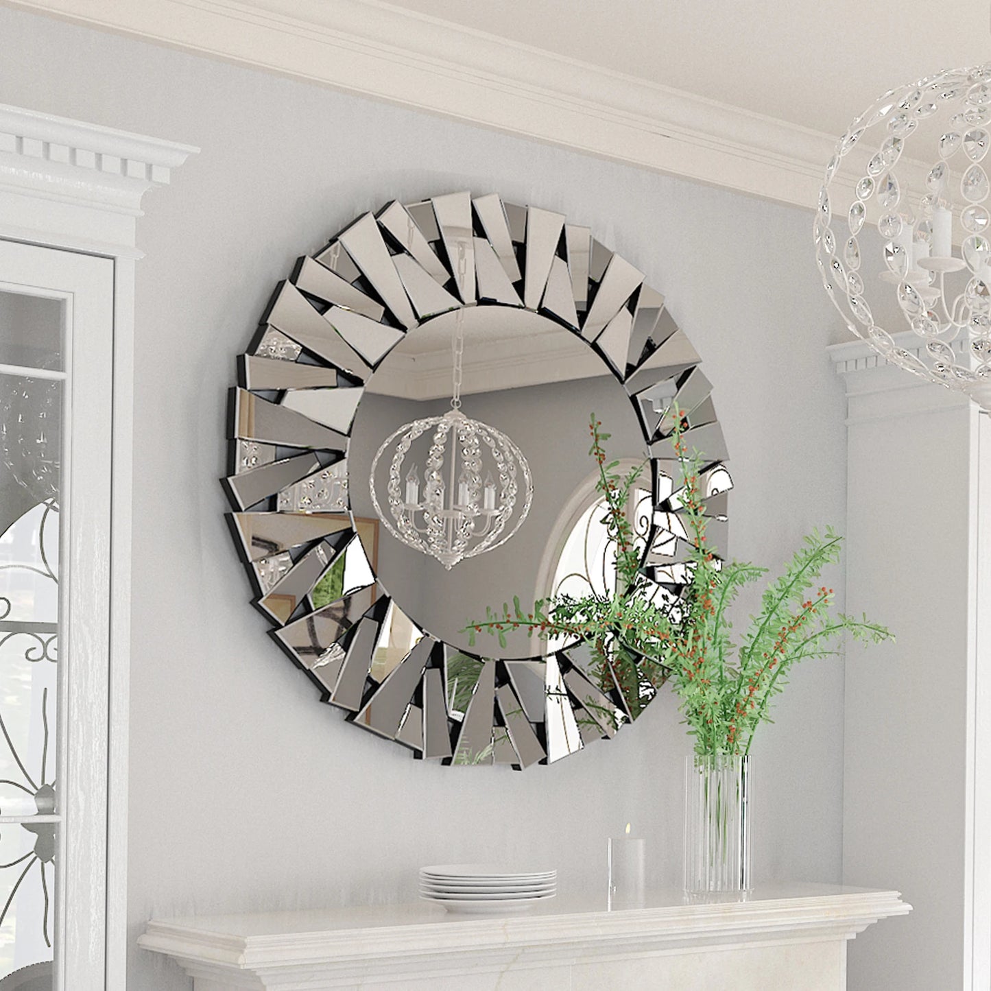 32" Decorative Round Sunburst Mirror