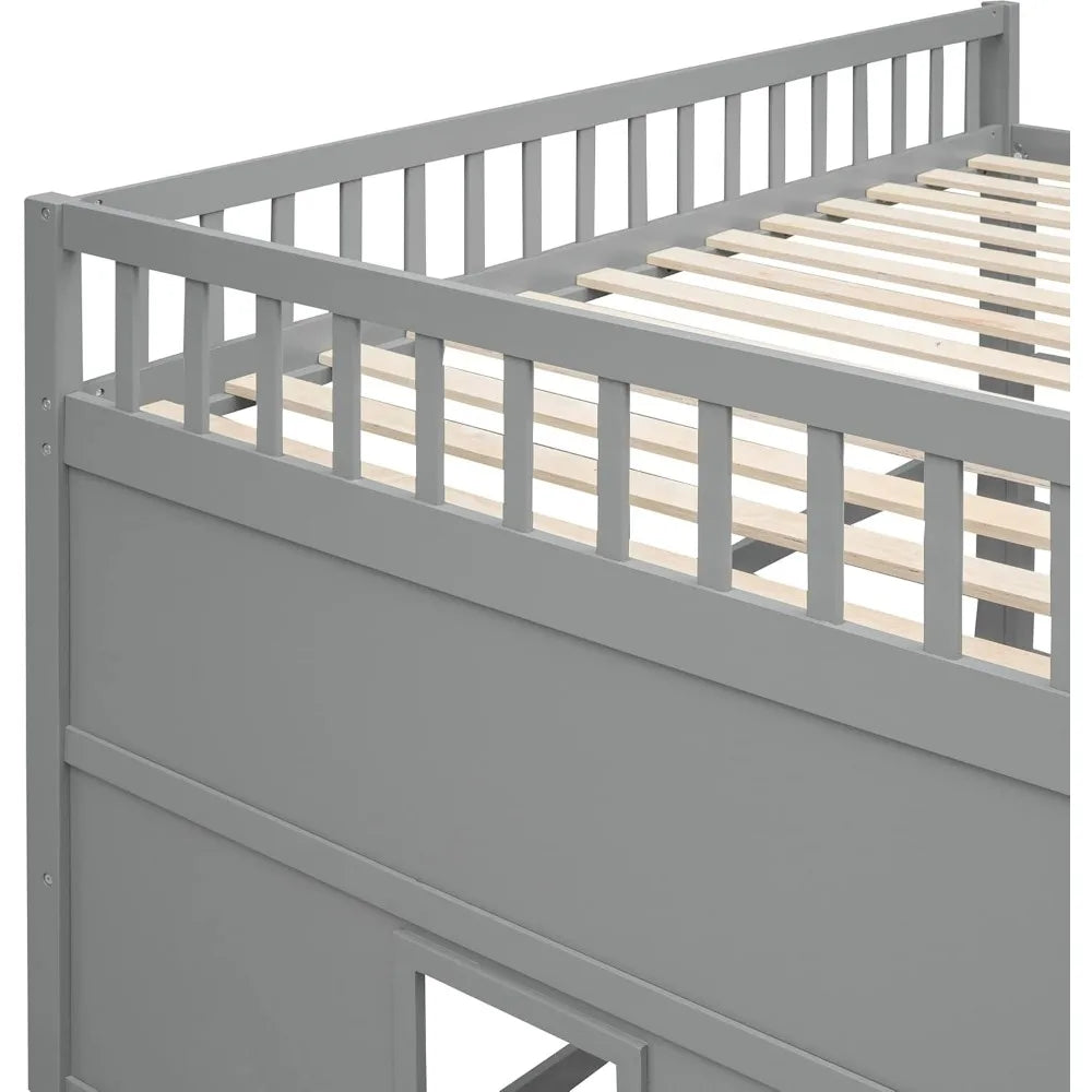 Twin Solid Wood Loft Bed Frame Playhouse