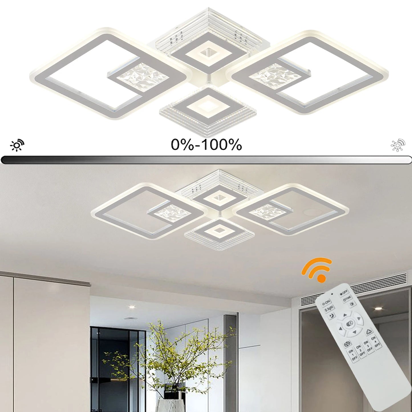 46W Modern Embedded Dimmable LED Acrylic Flush Mount Ceiling Light W/Remote Control