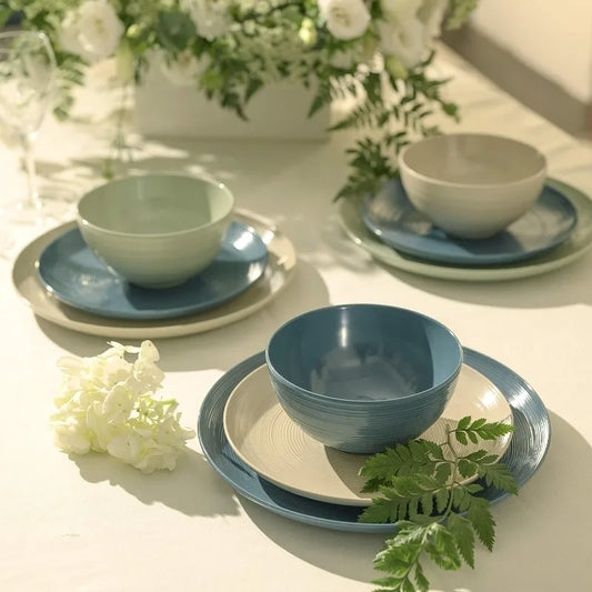 12 Piece Melamine Plastic Dinnerware Set