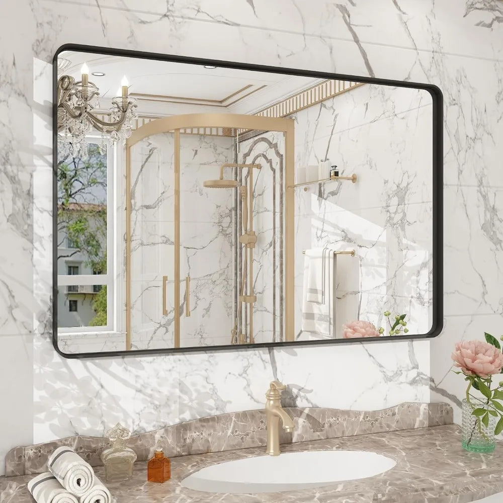 48x32 Anti-Rust, Shatterproof, Large Metal Frame Bathroom Vanity Mirror