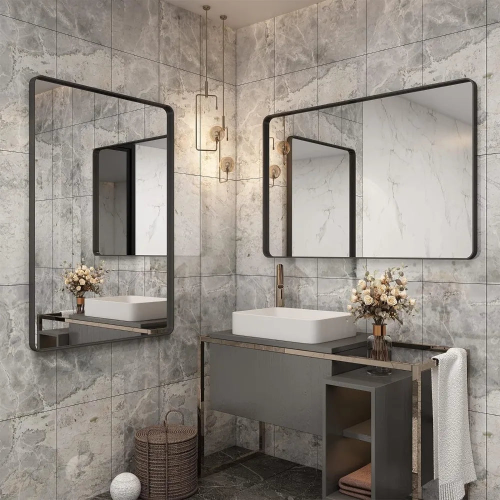 48x32 Anti-Rust, Shatterproof, Large Metal Frame Bathroom Vanity Mirror