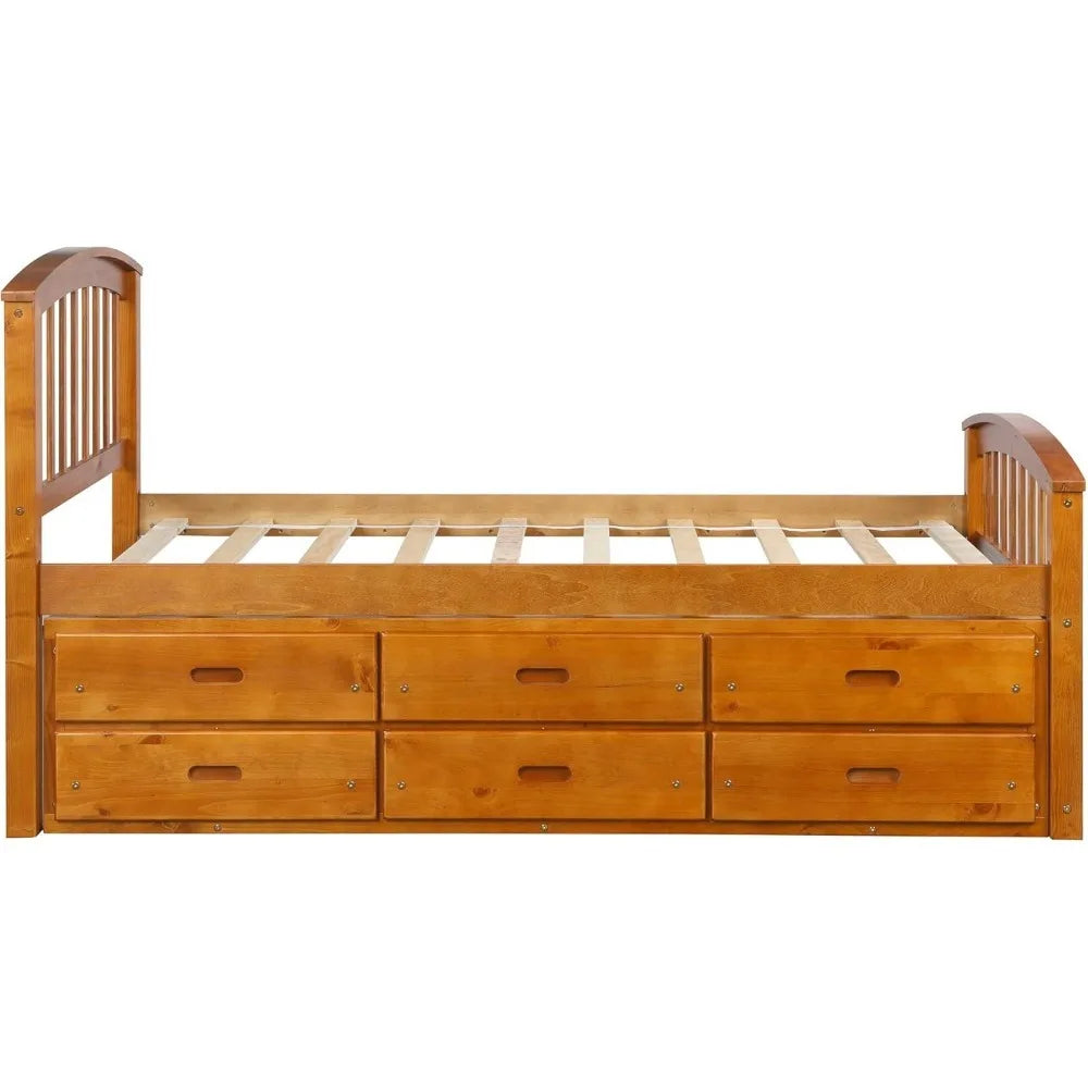 Solid Wood Twin Size Platform Storage Bed Frame