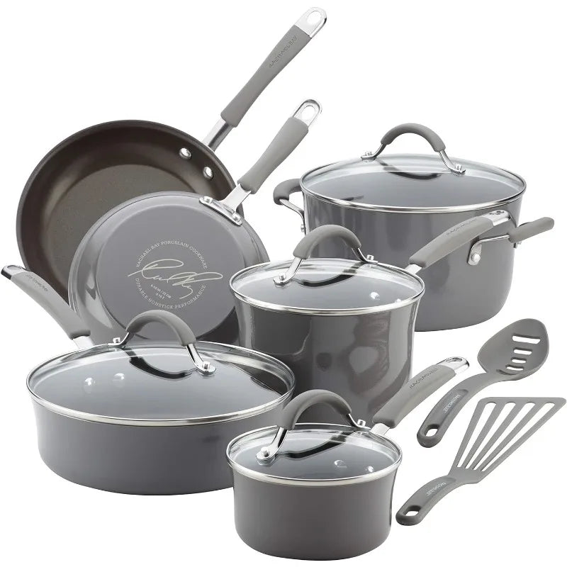 16802 Rachael Ray Cucina Nonstick Cookware Set, 12 Piece, Assorted Colors