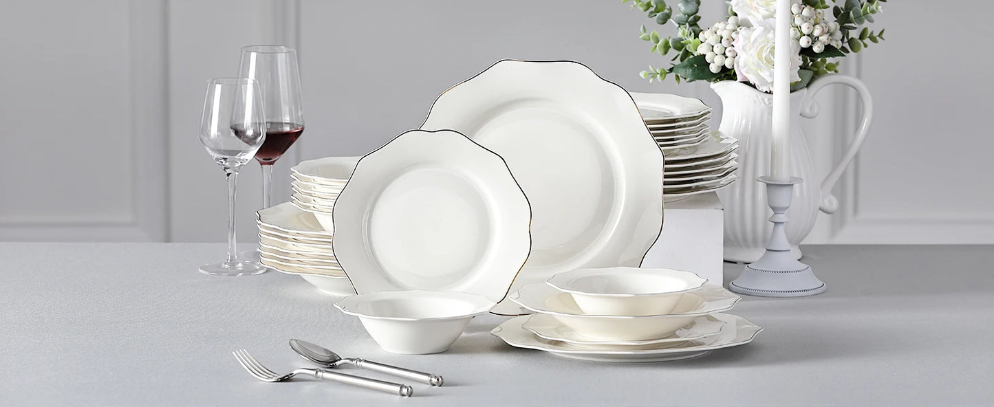 16/32-PIECE Nordic European White Porcelain Tableware Set