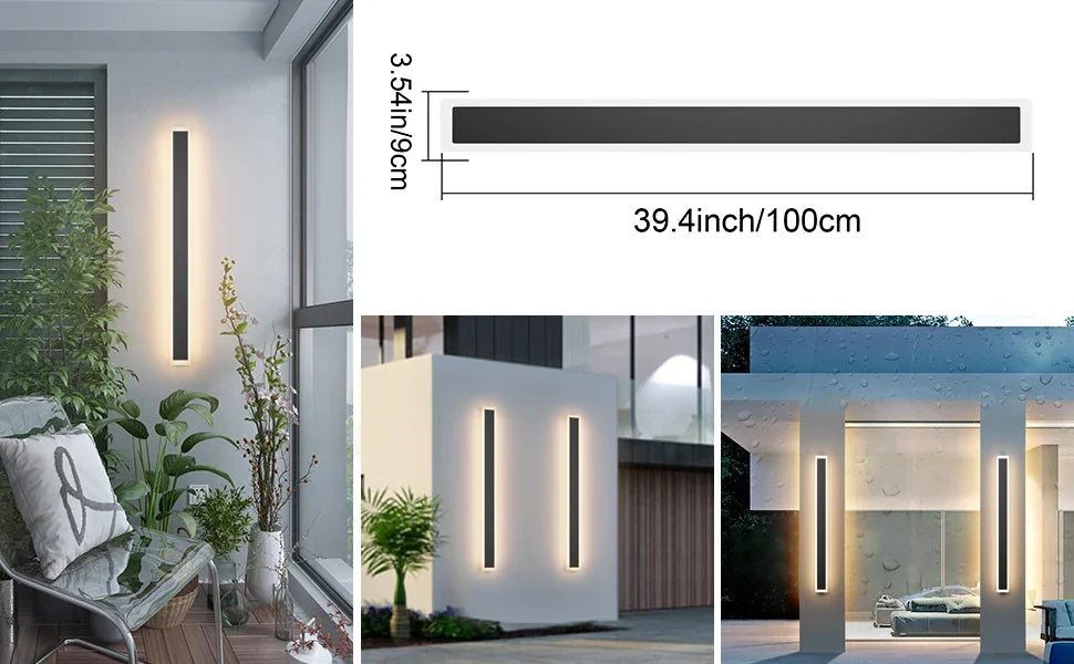 2 Pack 39.4inch Modern LED Exterior Wall Sconce