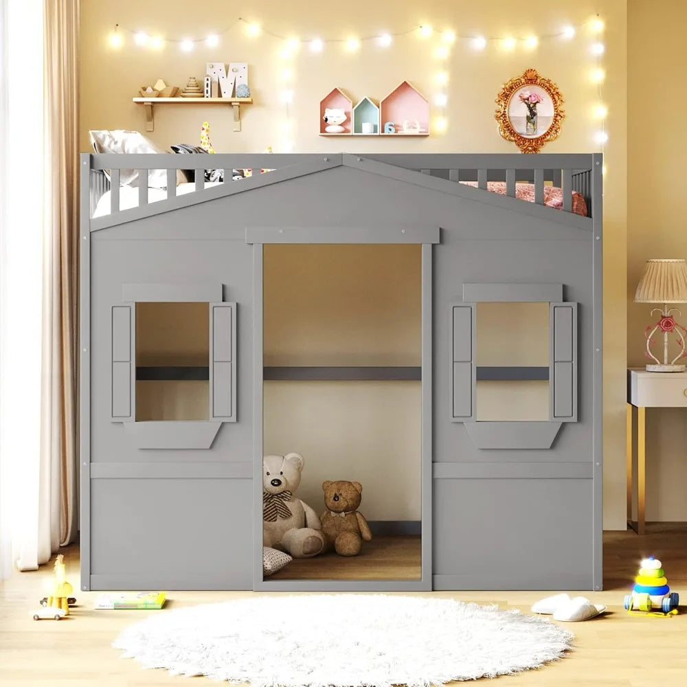 Twin Solid Wood Loft Bed Frame Playhouse