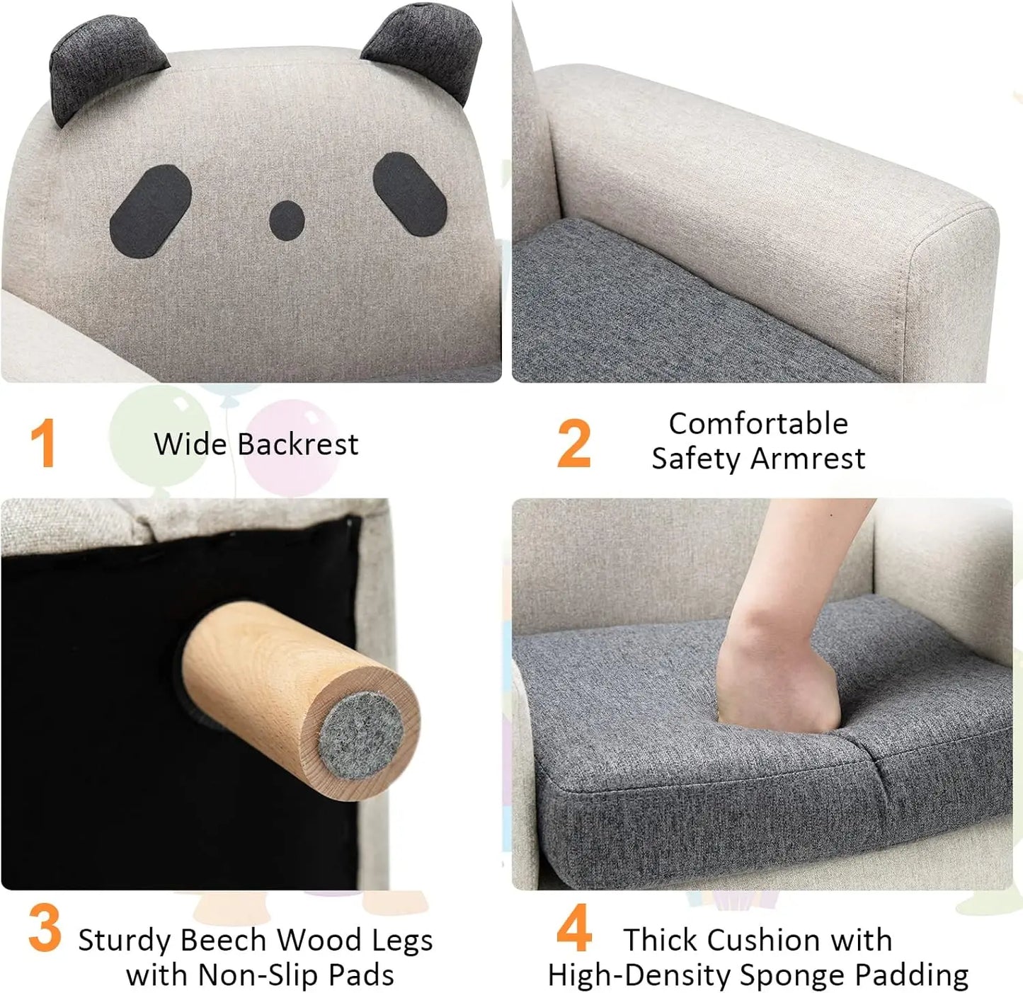 Cartoon Sofa Chair W/Wood Frame, Thick Cushion