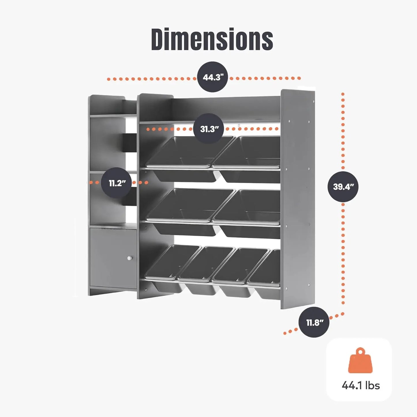 Kids Playroom Organization Shelving Unit with Removable Storage Bins