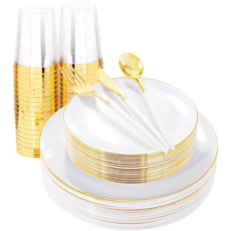 180pcs Disposable Plastic Dinnerware