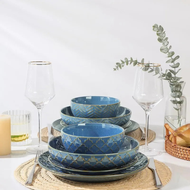 16-Piece, Ceramic Plates and Bowls Set