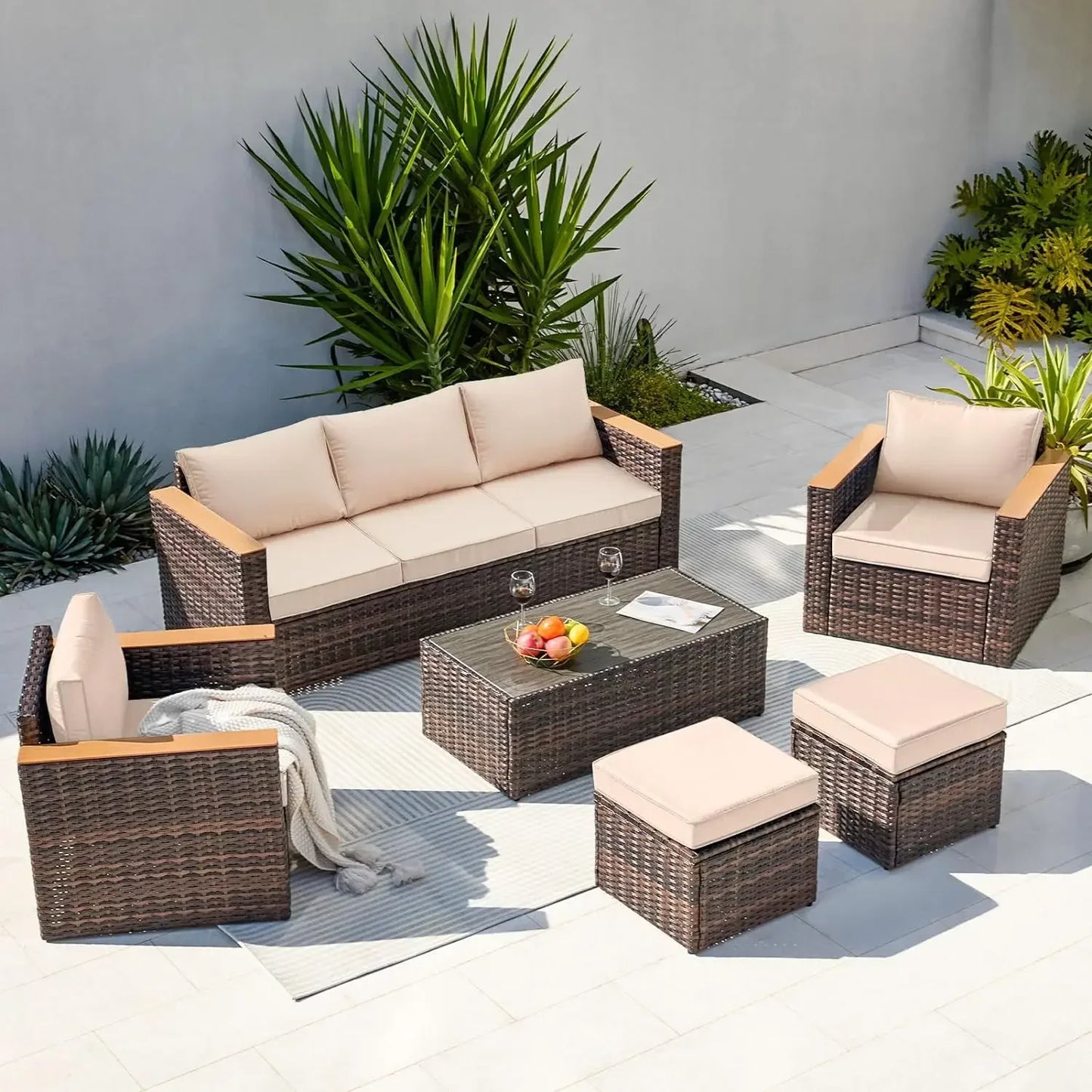 Exclusive Quick Install Patio Furniture Set w/Ottoman