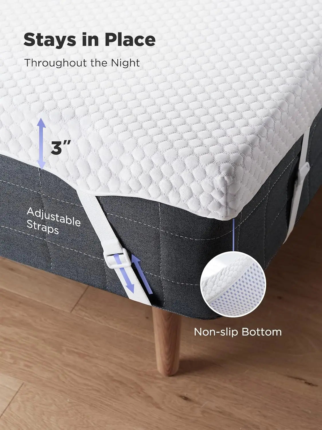 3 Inch Gel Memory Foam Mattress Topper for Pressure Relief, Full/Twin/Full/Queen/King optional