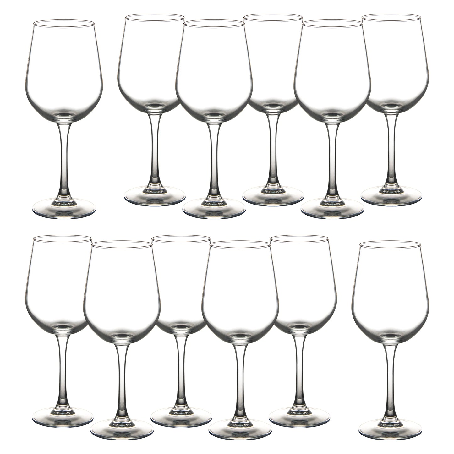 Set of 12 Shock Resistant Tempered Wine Glasses