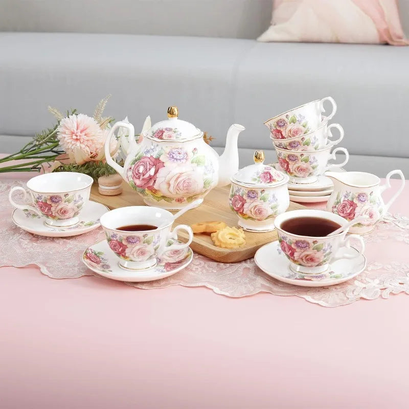 Floral Porcelain Tea Set, Service for 6