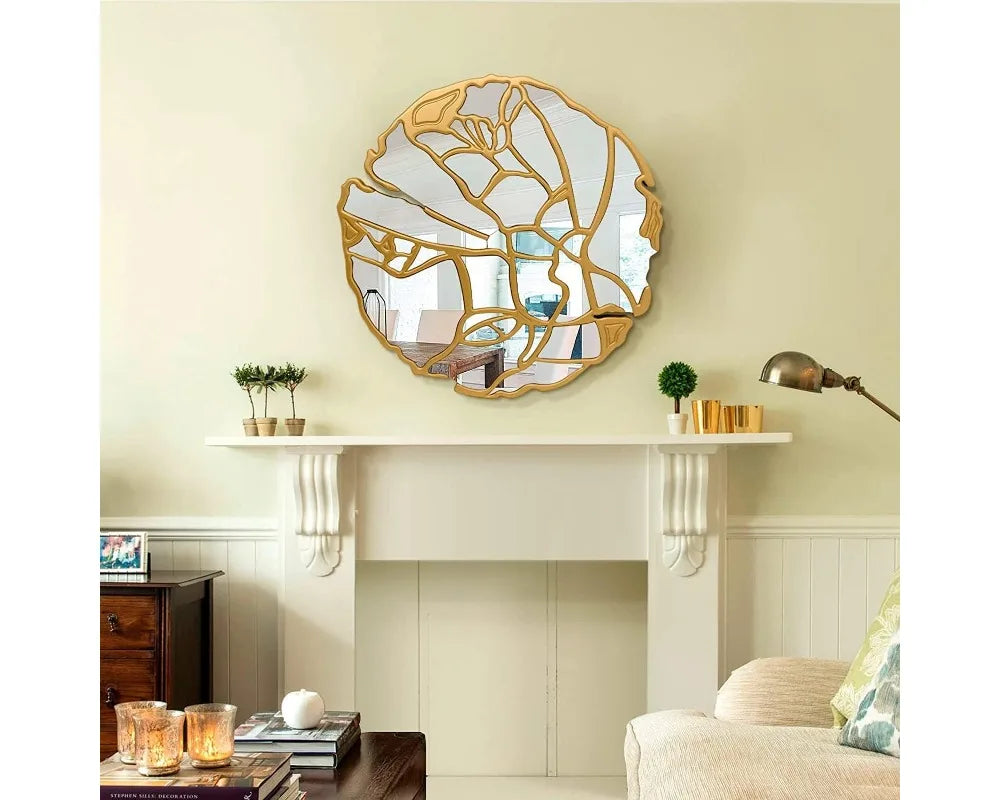 31.5'' Round Irregular Frame Gold Wall Mirror
