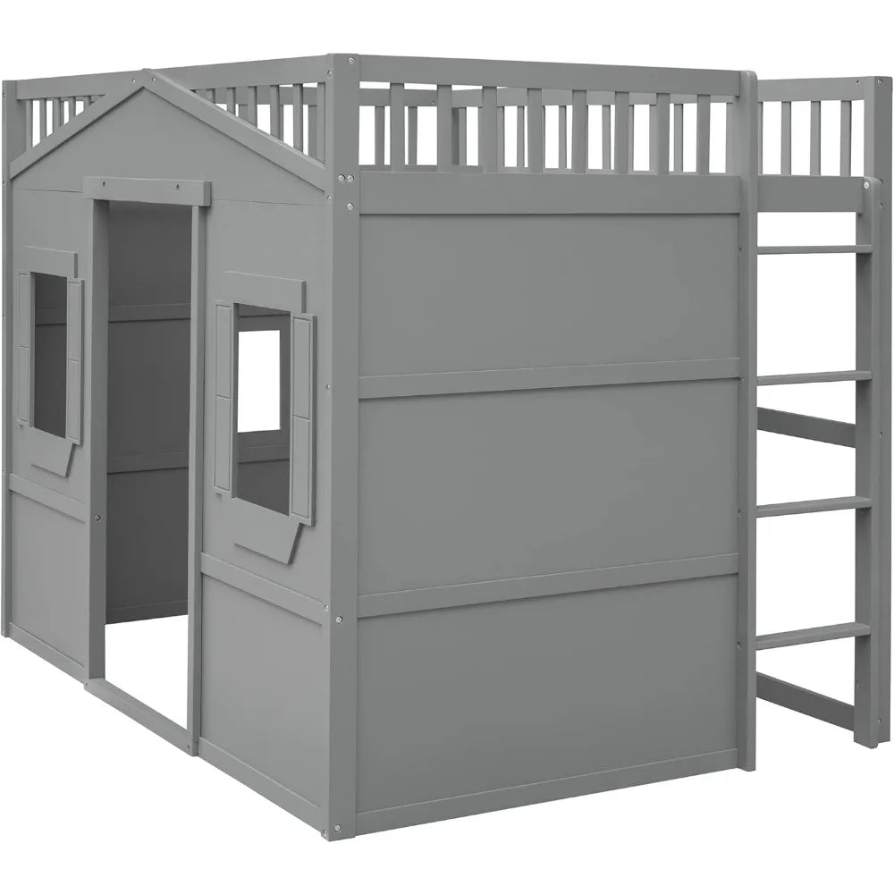 Twin Solid Wood Loft Bed Frame Playhouse